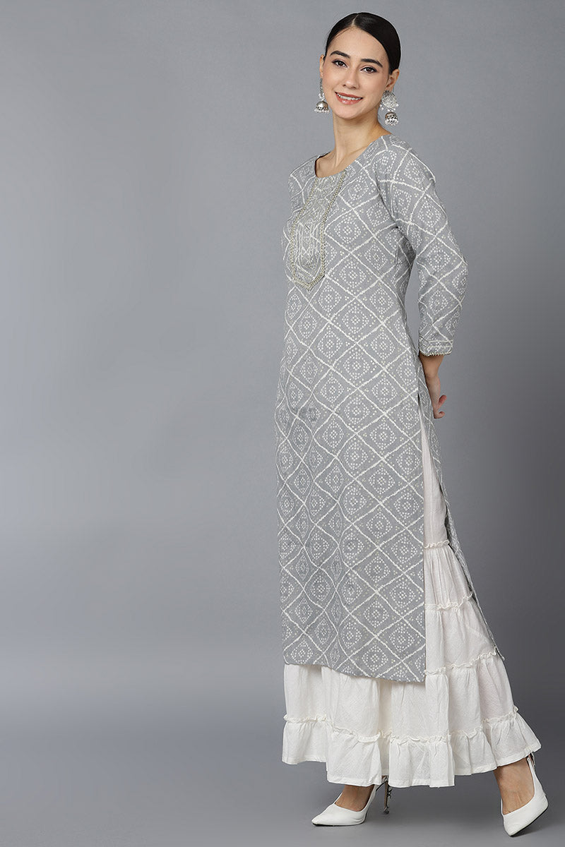 Grey Rayon Blend Straight Kurta VCK8699