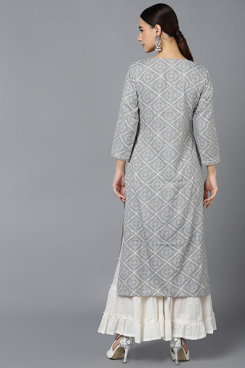 Grey Rayon Blend Straight Kurta VCK8699
