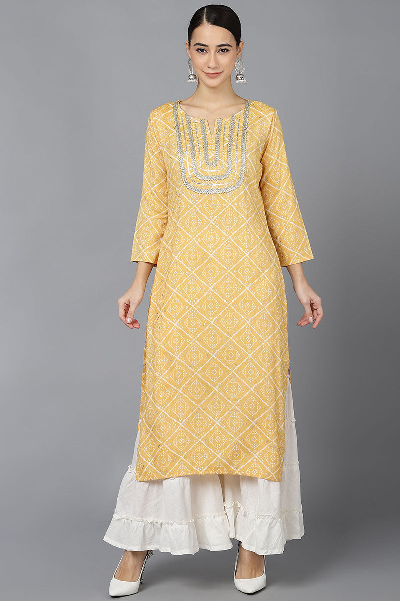 Yellow Rayon Blend Straight Kurta VCK8702