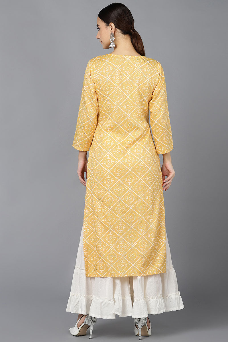 Yellow Rayon Blend Straight Kurta VCK8702