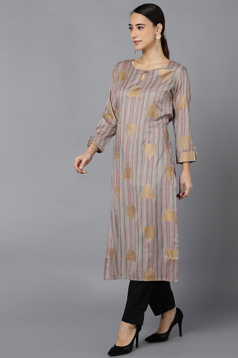 Grey Cotton Straight Kurta VCK8708