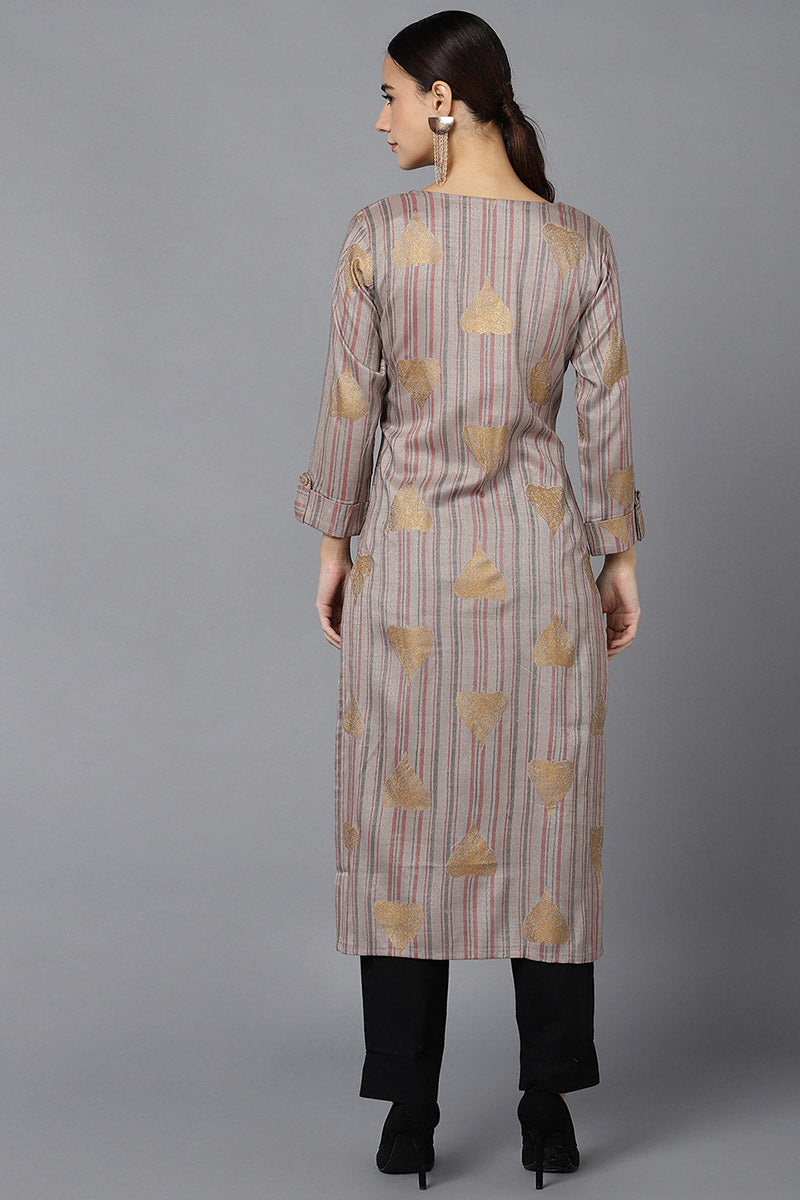 Grey Cotton Straight Kurta VCK8708