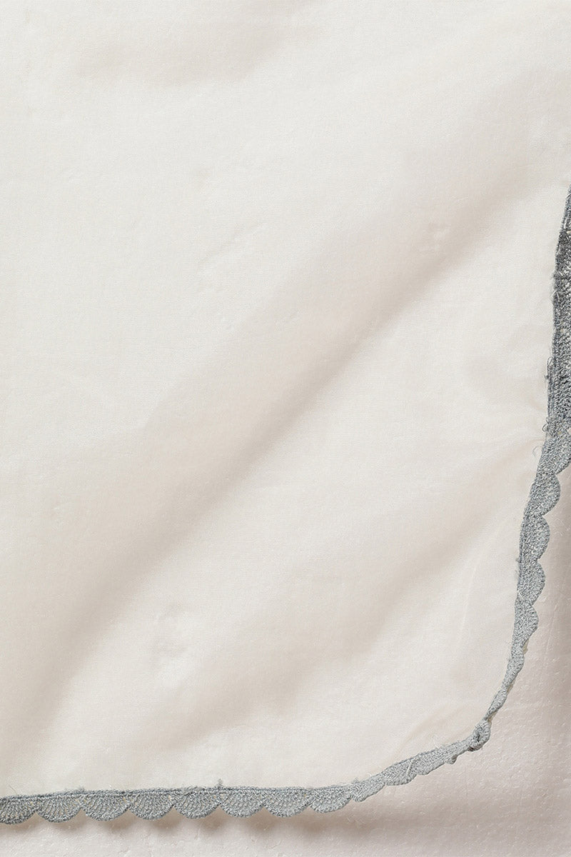 AHIKA Women Mustard Yellow Floral Embroidered Chanderi Silk Kurta