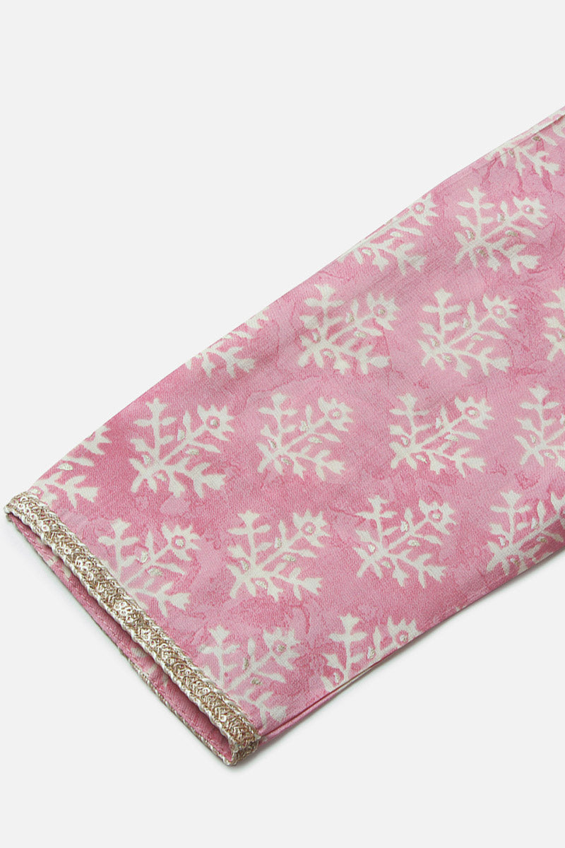 Pink Silk Blend Ethnic Motifs Embroidered Straight Kurta 