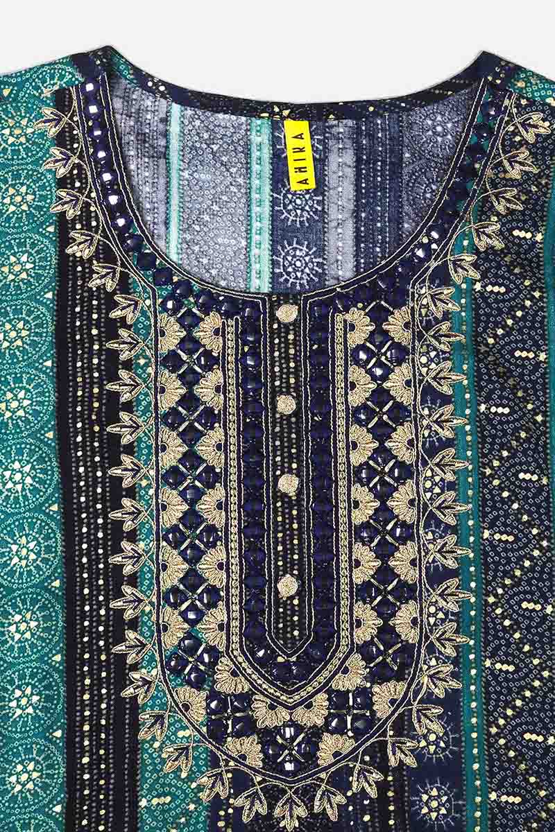 Navy Blue Viscose Rayon Geometric Embroidered Straight Kurta VCK9061