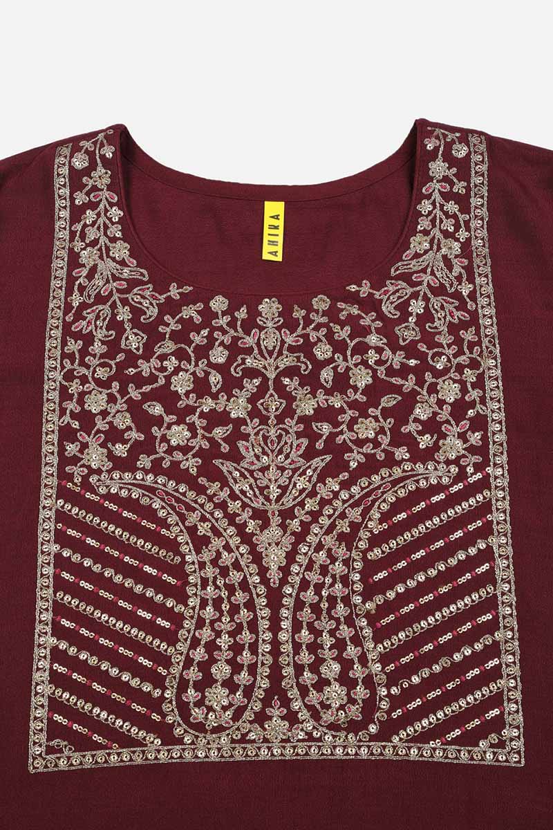 Maroon Silk Blend Straight Kurta VCK9115