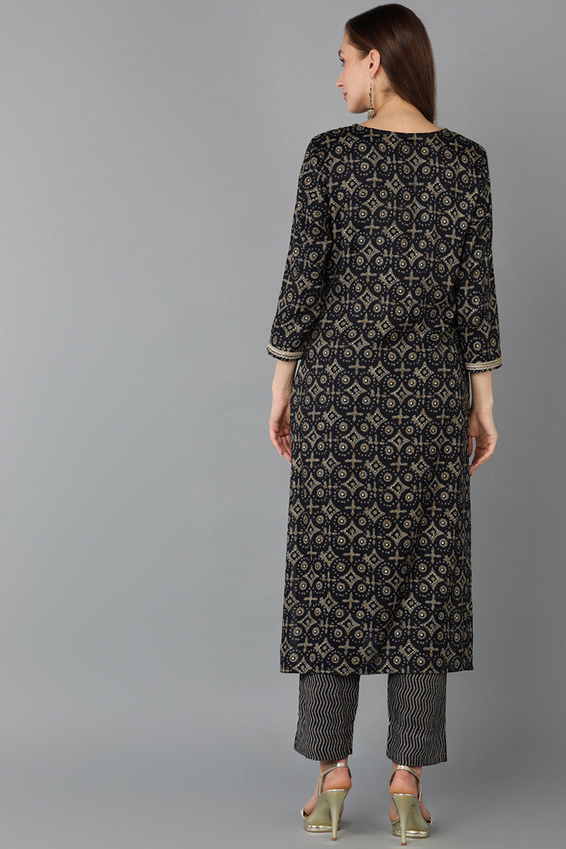 Teal Cotton Blend Straight Kurta