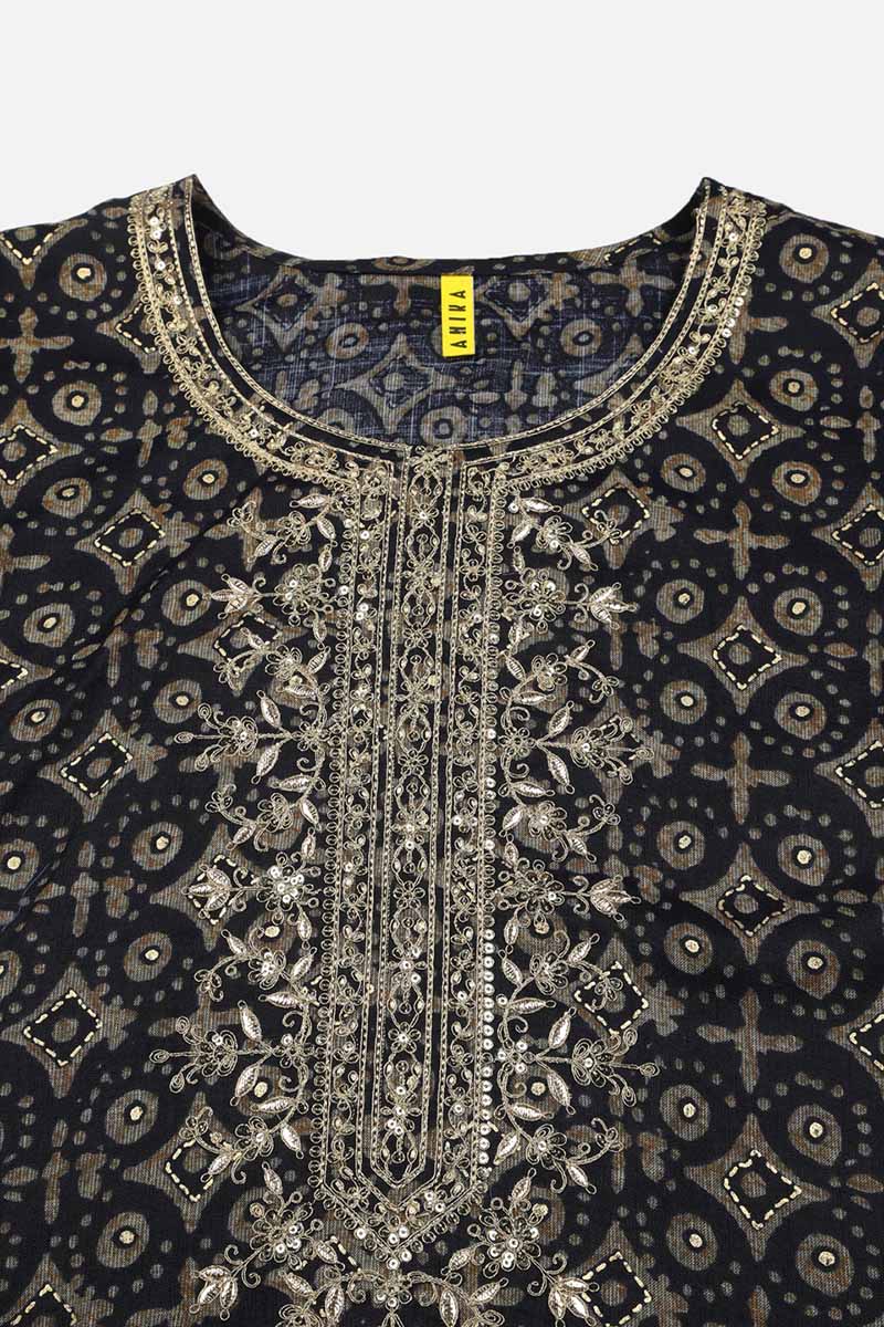 Teal Cotton Blend Straight Kurta