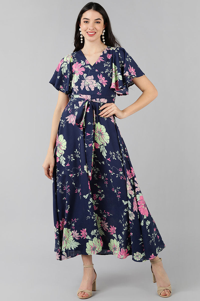 Ahika Women Purple Floral Printed Dress