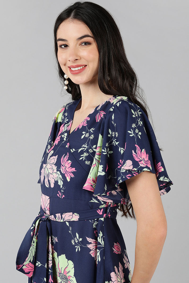Ahika Women Purple Floral Printed Dress