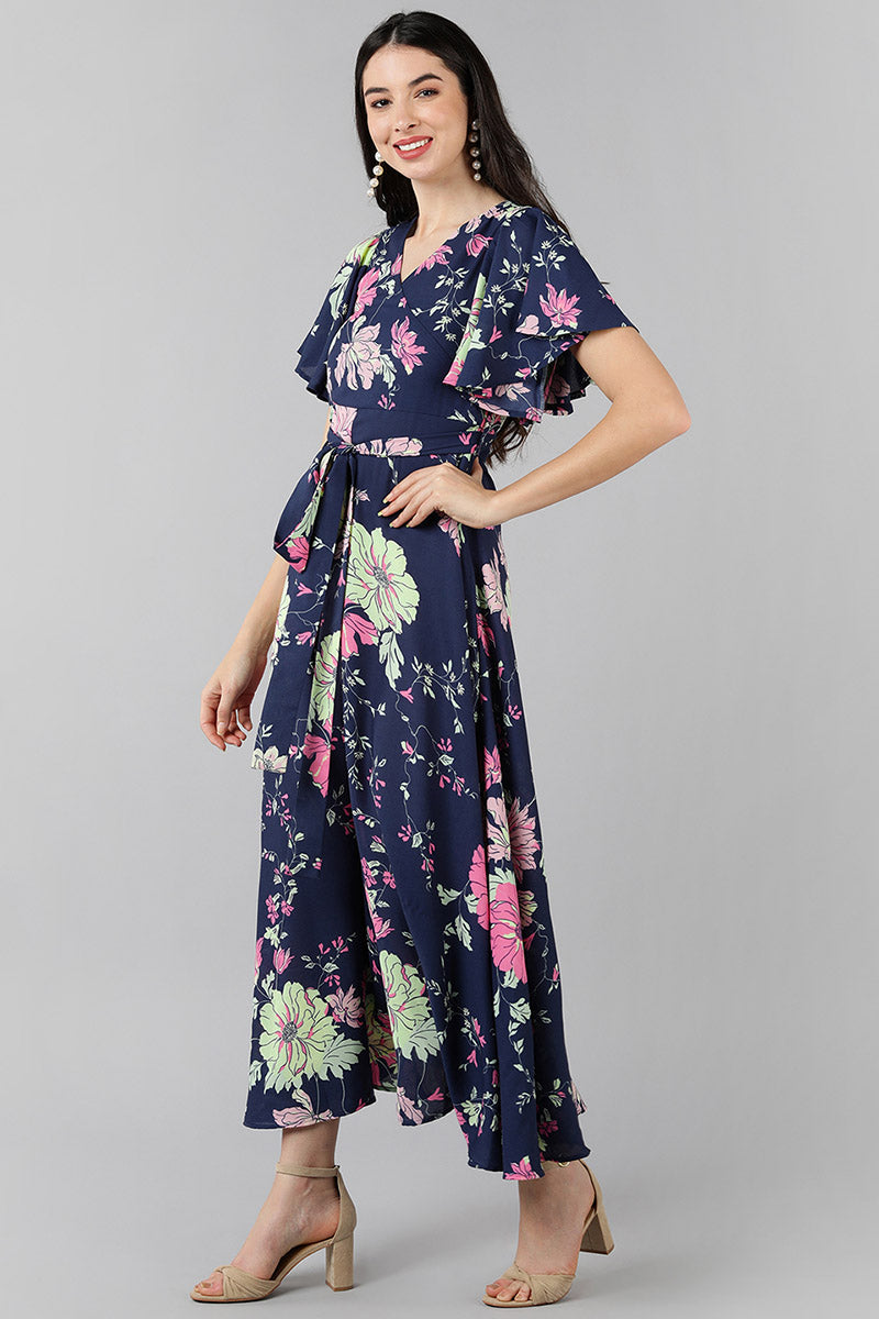 Ahika Women Purple Floral Printed Dress