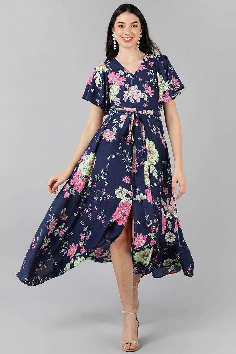 Ahika Women Purple Floral Printed Dress