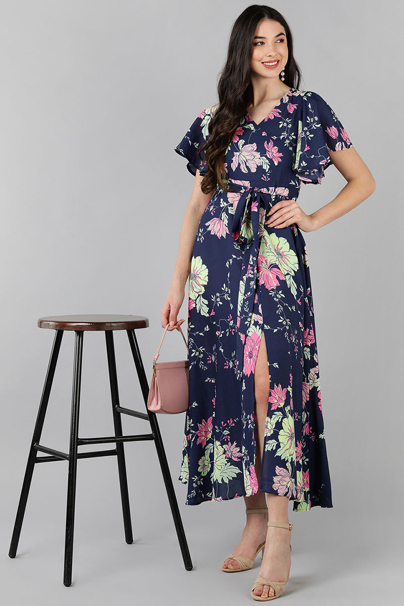Ahika Women Purple Floral Printed Dress