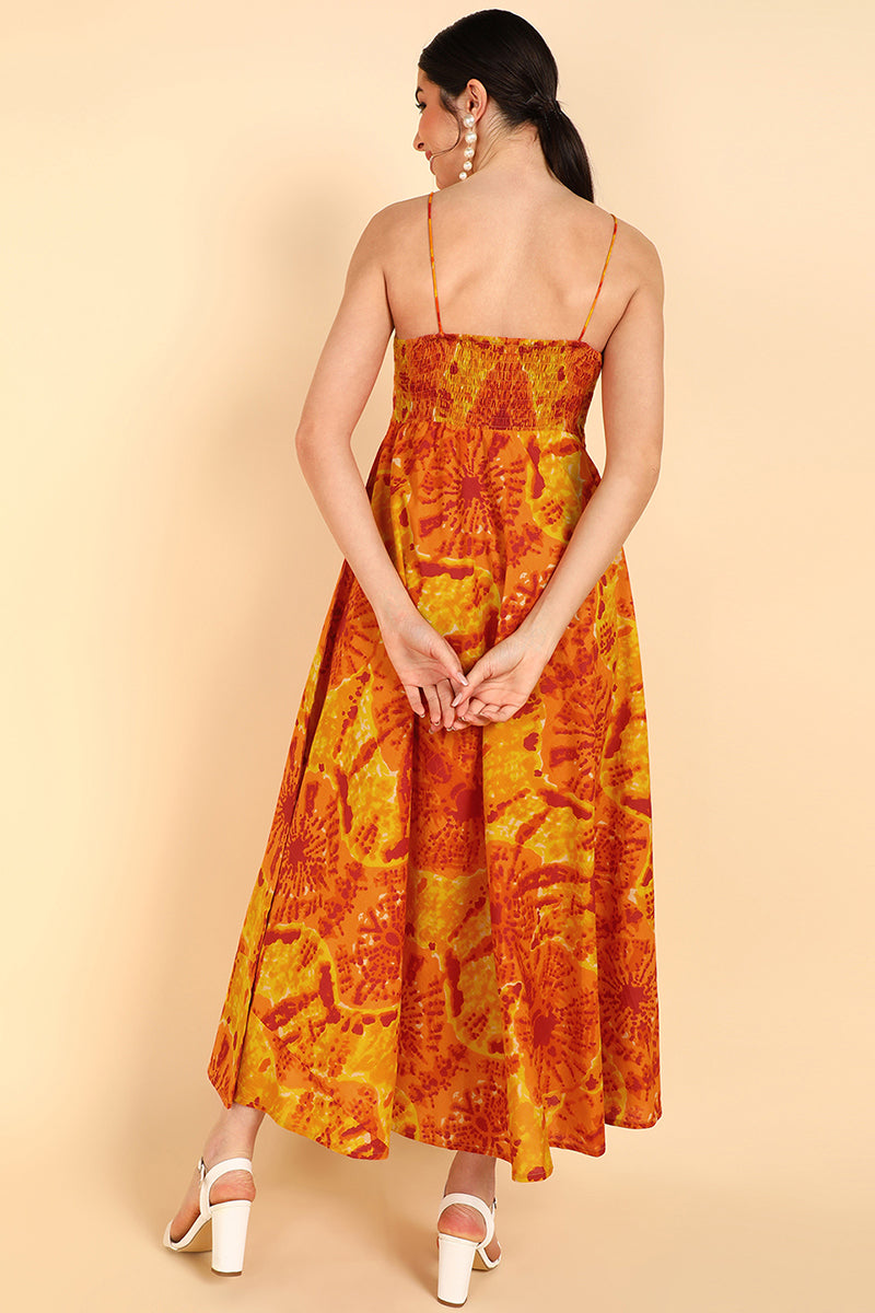 Orange Cotton Tie-Dyed Maxi Dress VD1178