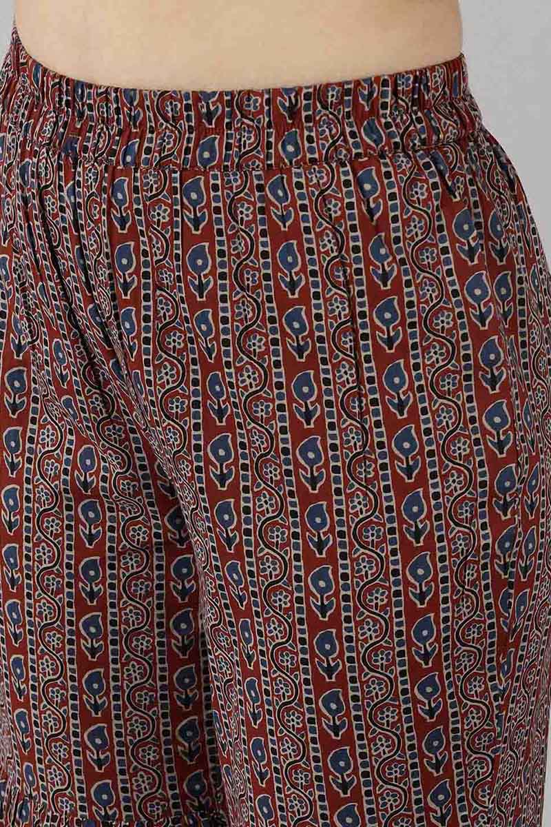 Blue Pure Cotton Flared Kurta Sharara With Dupatta VKSKD1371