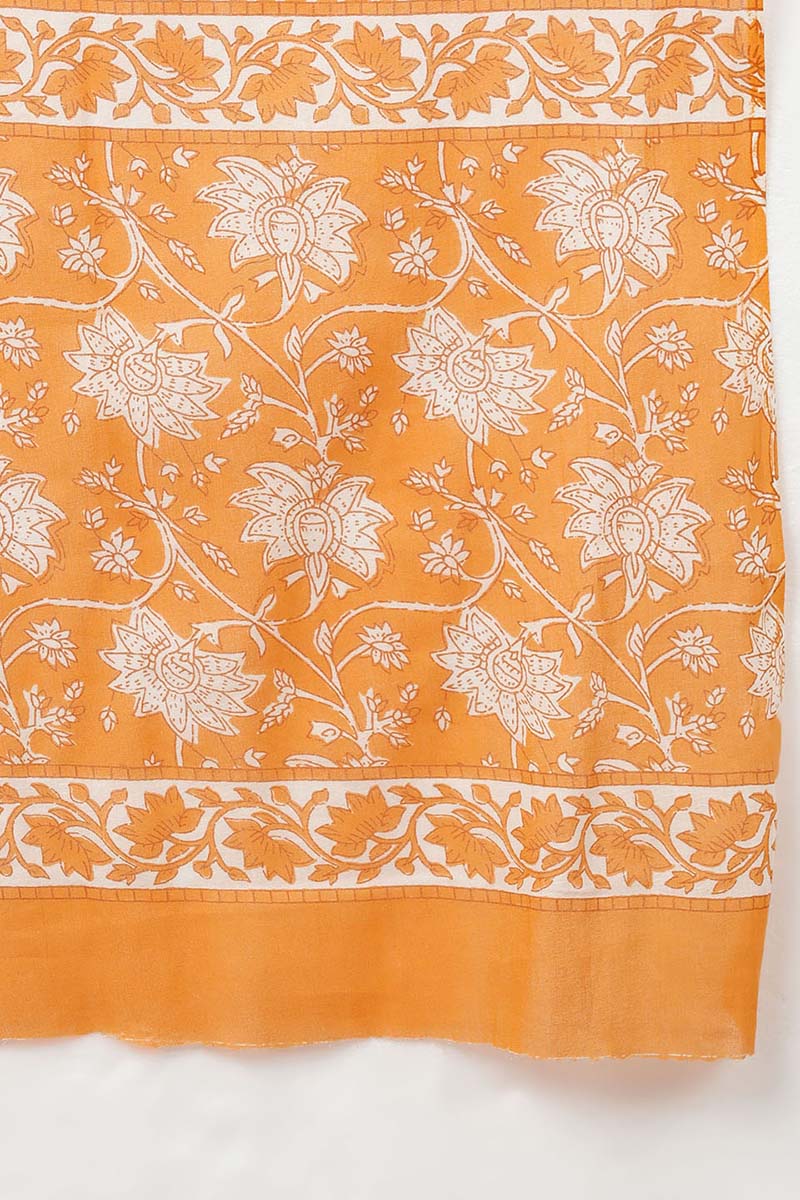 Orange Cotton Straight Kurta Sharara With Dupatta VKSKD1472