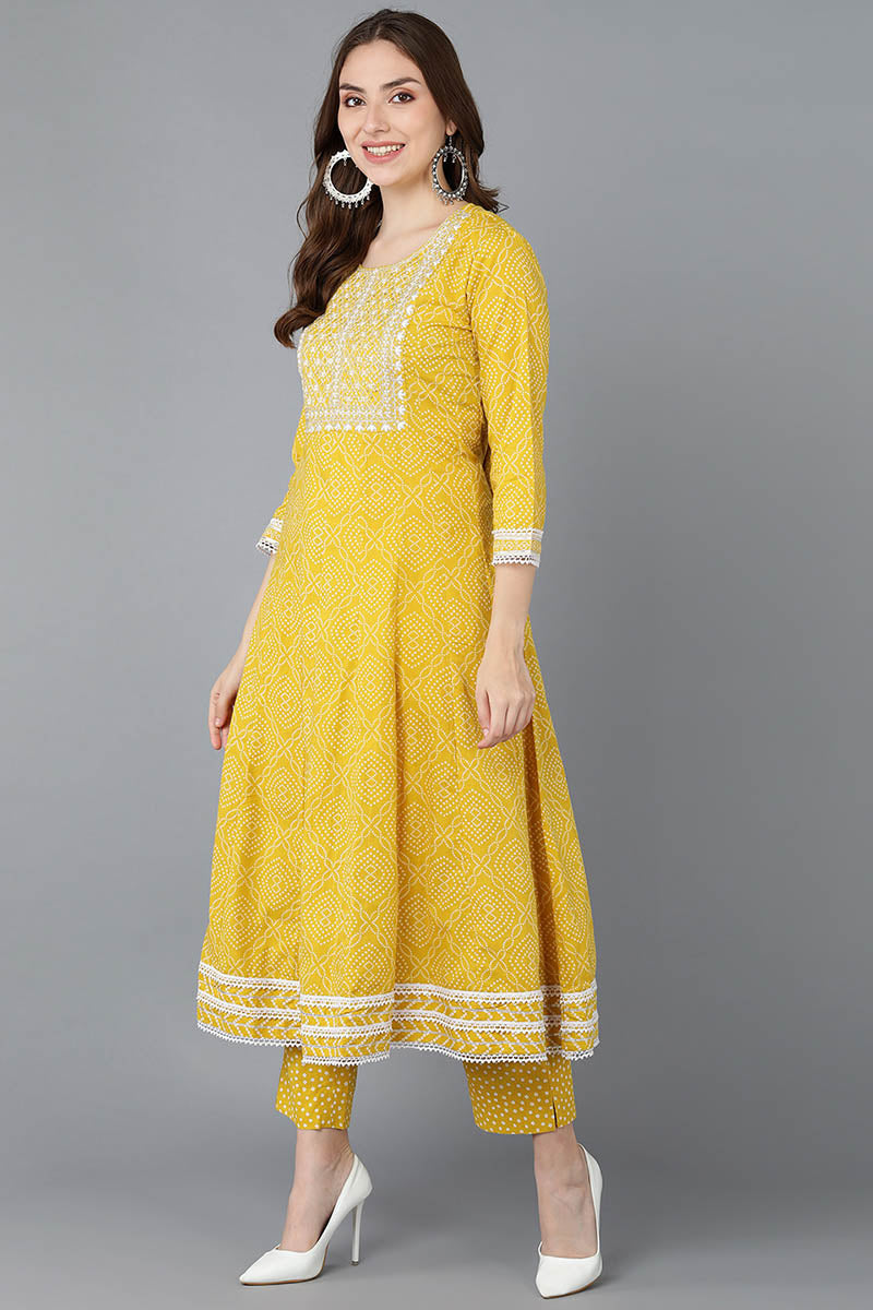 Ahika Women Yellow Rayon Blend Kurta Trousers With Dupatta VKSKD1479
