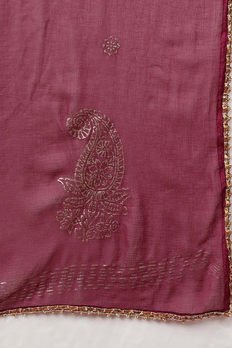 Ahika Women Burgundy Pure Cotton Kurta Trousers With Dupatta
