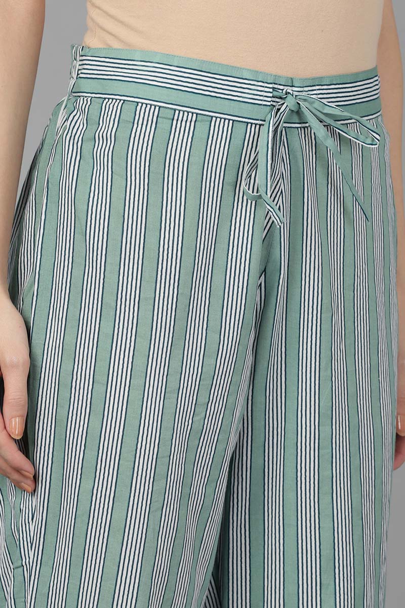 Ahika Women Green Pure Cotton Printed Kurta Trousers With Dupatta
