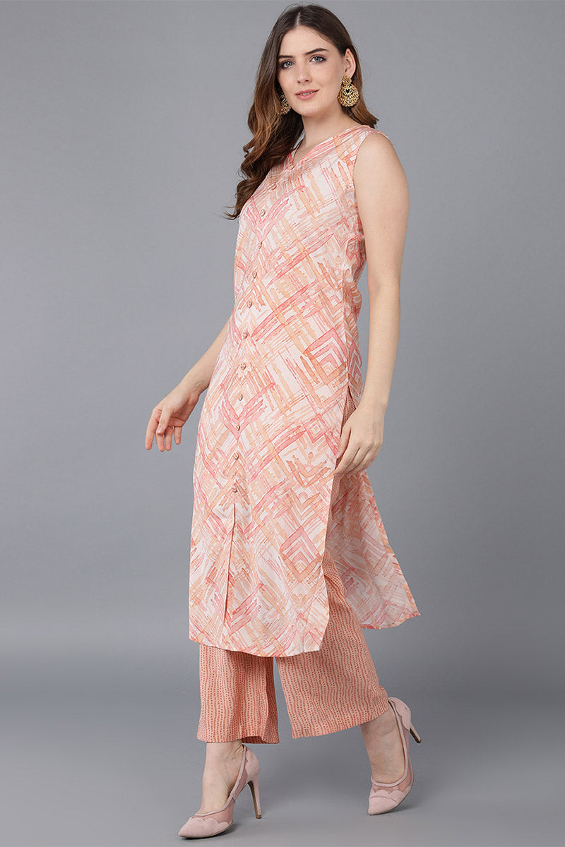Ahika Women Nude Poly Silk Kurta Palazzos With Dupatta