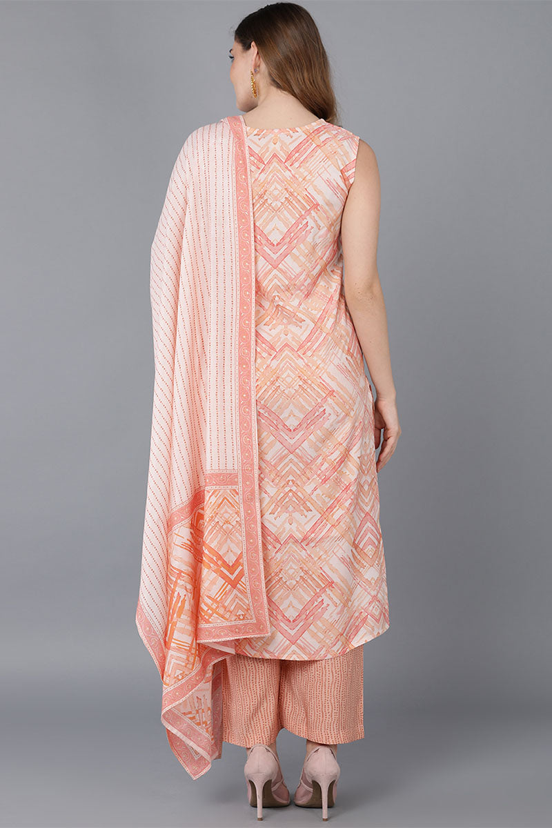 Ahika Women Nude Poly Silk Kurta Palazzos With Dupatta