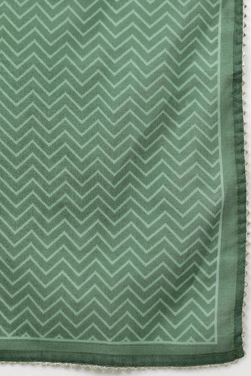 Green Pure Cotton Gotta Patti Straight Suit Set VKSKD1681