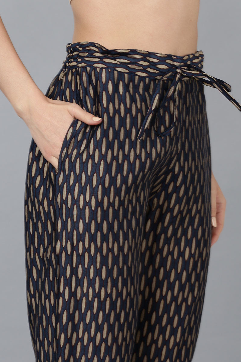 Blue Silk Blend Floral Straight Kurta Trousers With Dupatta