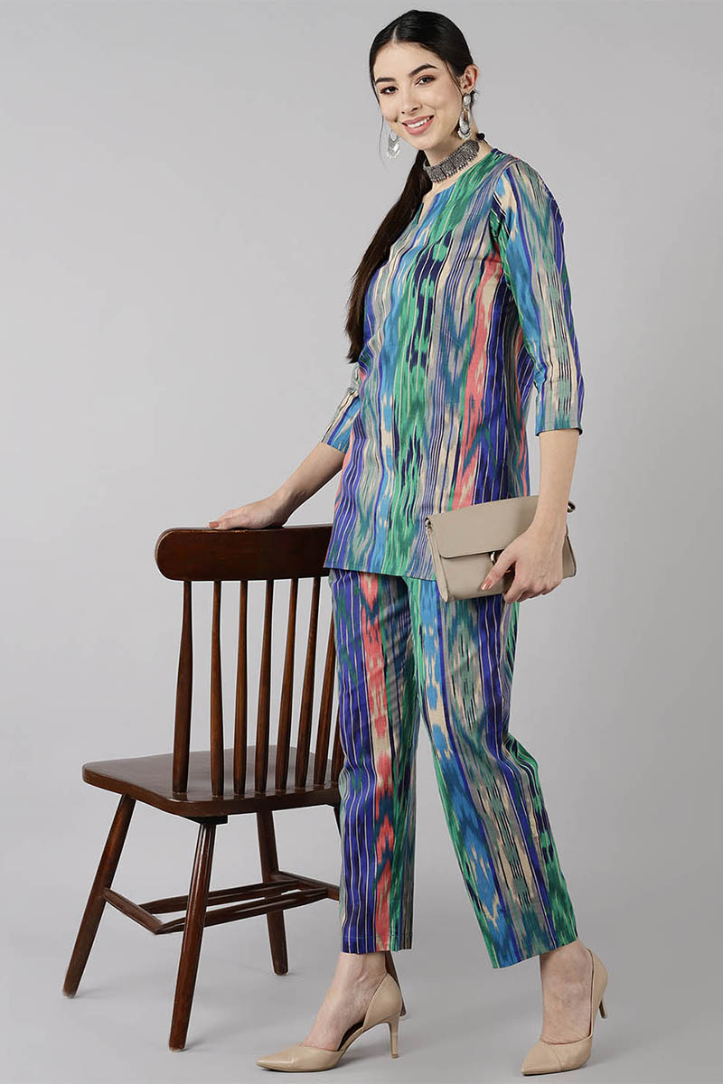 Multicolor Cotton Abstract Print Night Suit VNWK1045