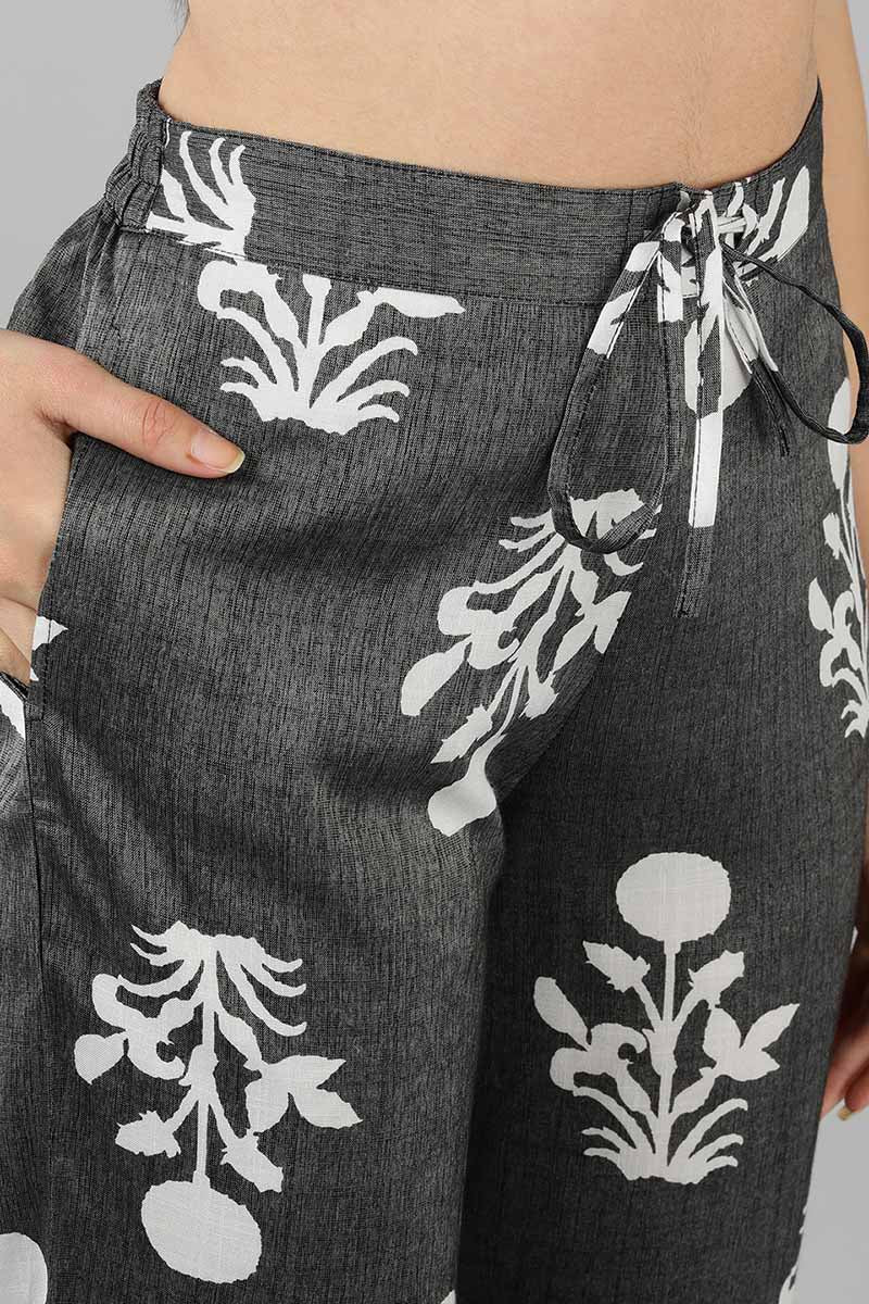 Grey Cotton Ethnic Motifs Night Suit VNWK1047