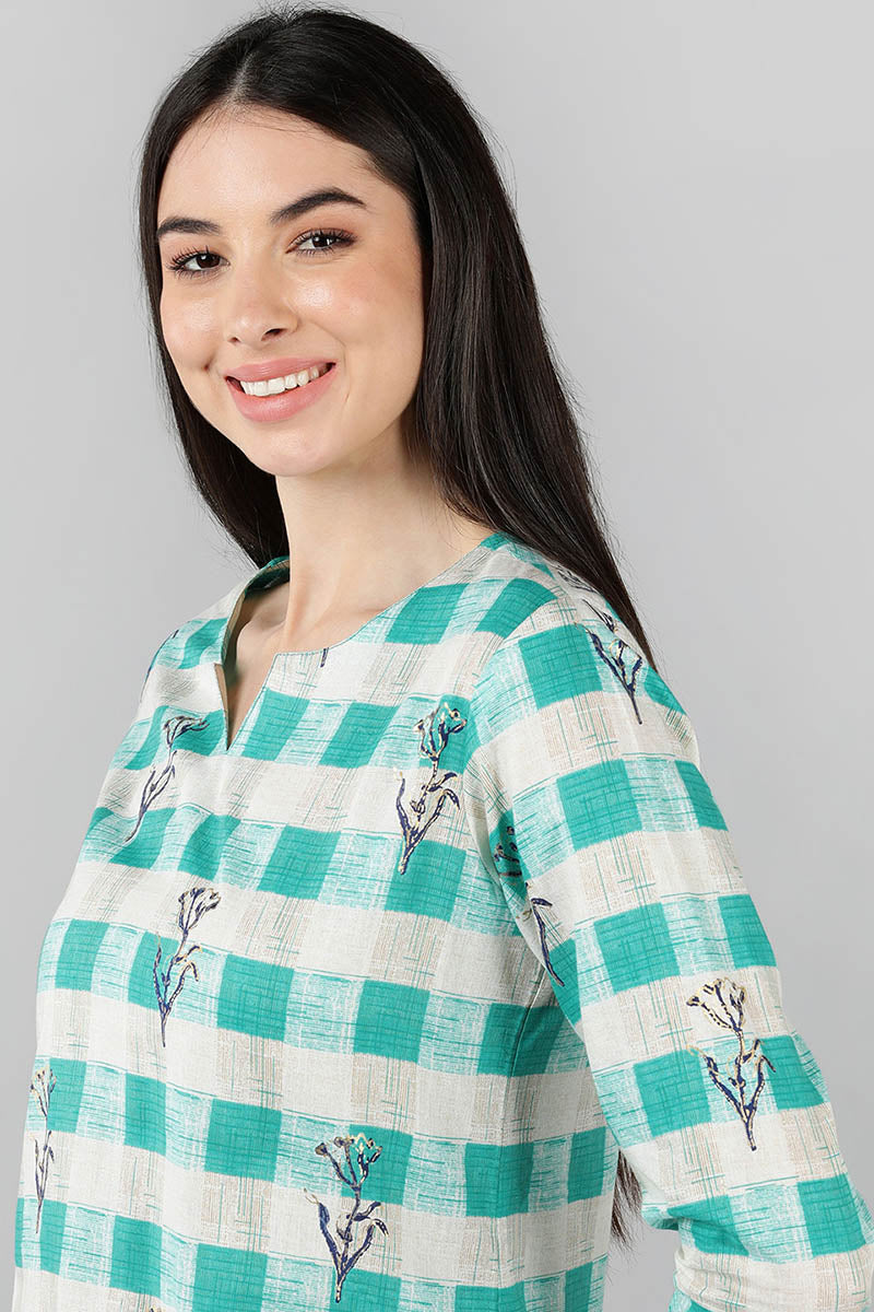 Ahika Women Cream Ethnic Motifs Printed Top