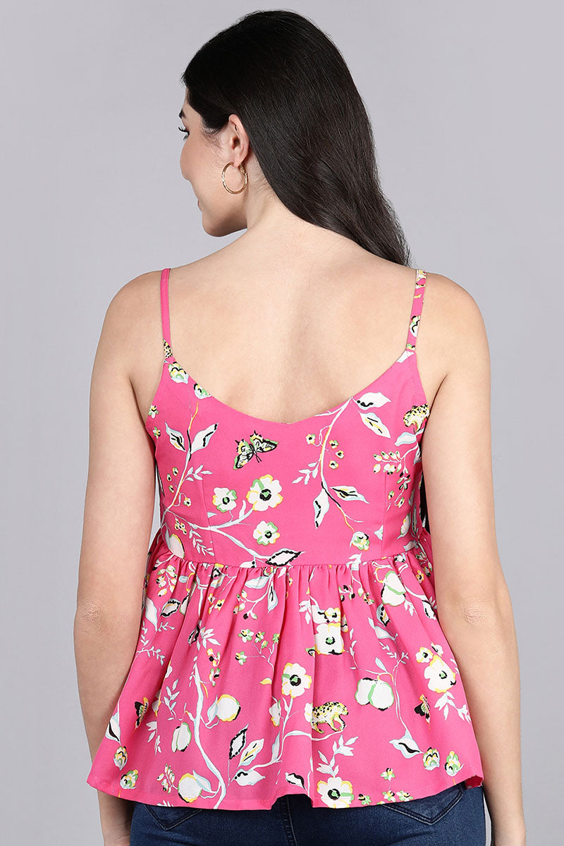 AHIKA Women Pink Printed Floral Tops