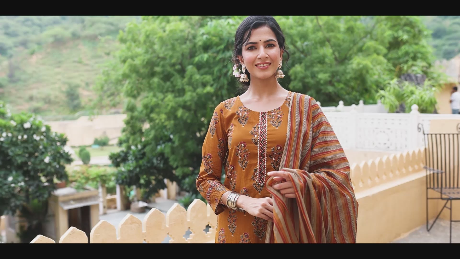 Olive Brown Pure Cotton Kurta with Trousers Dupatta – Ahika