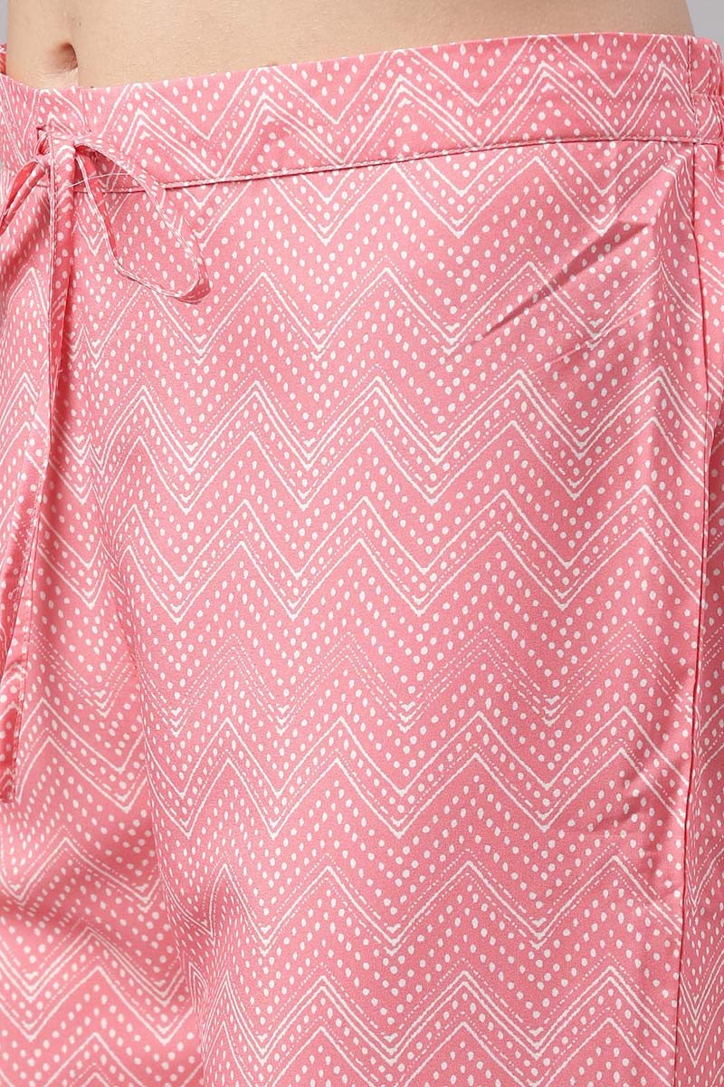 Pink Polyester Paisley Printed Straight Suit Set PKSKD1030