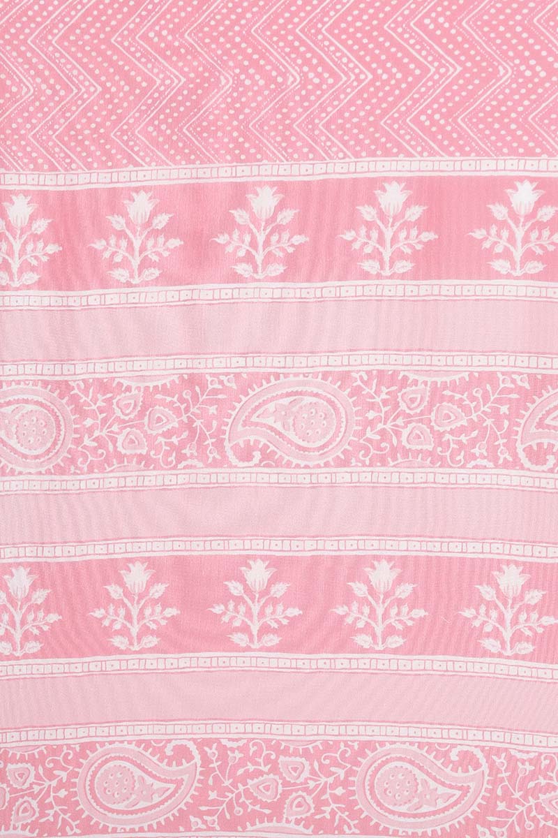 Pink Polyester Paisley Printed Straight Suit Set PKSKD1030