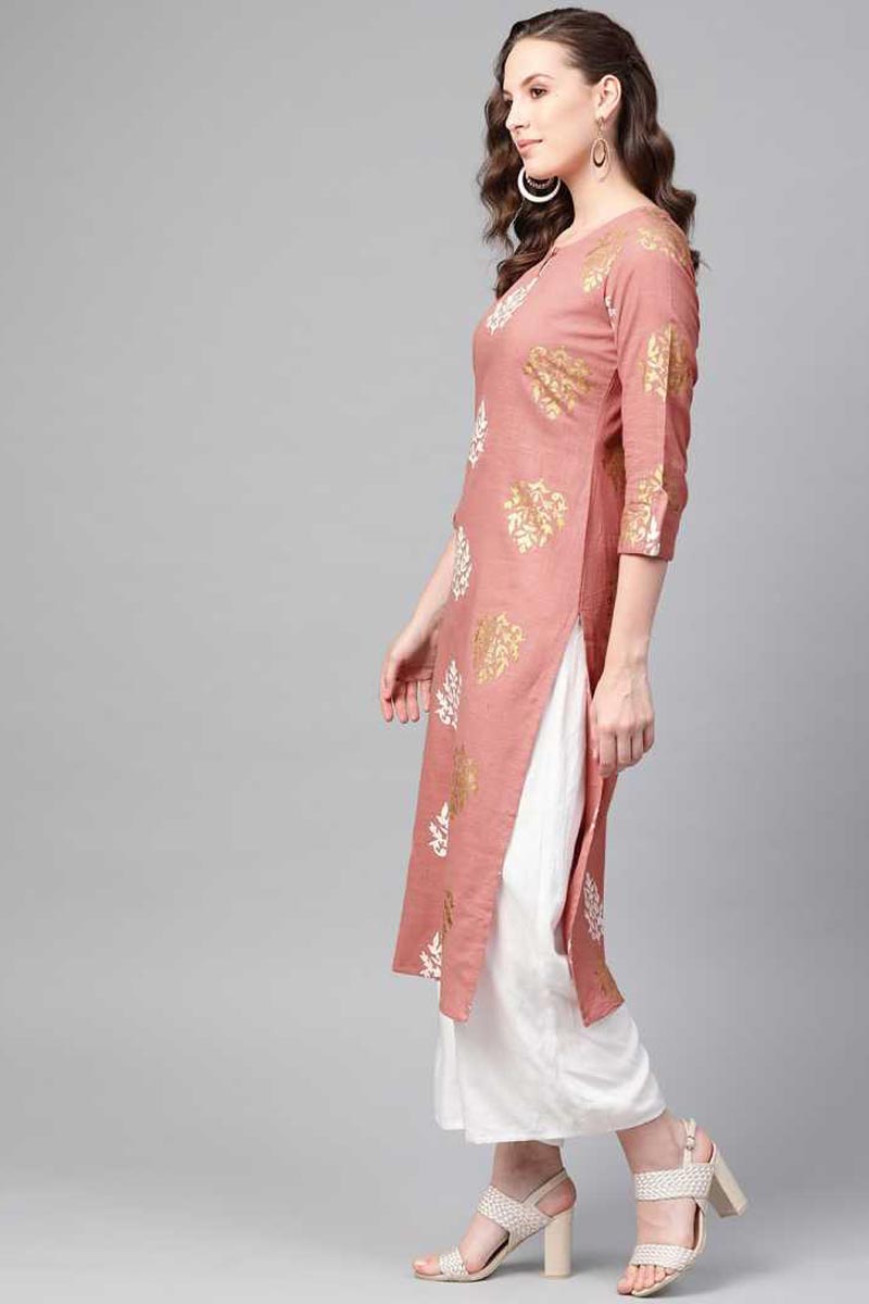 Women Pink Color Printed Daily Wear Kurti VCK1318