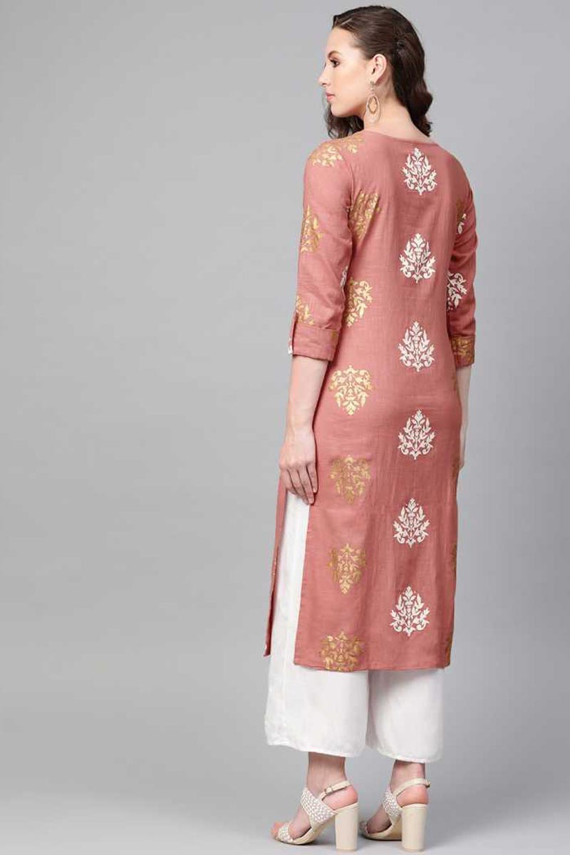 Women Pink Color Printed Daily Wear Kurti VCK1318