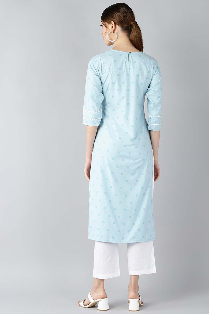 AHIKA Women Blue Floral Printed Kurta