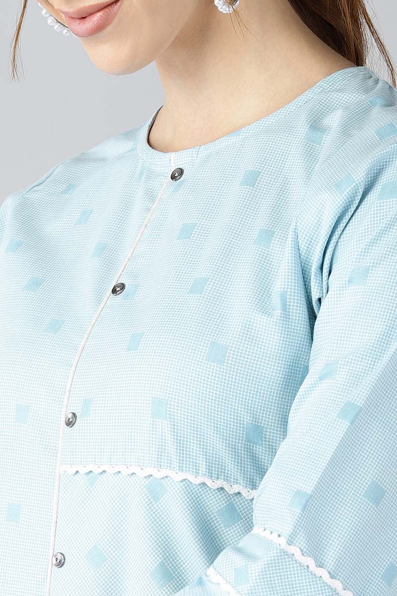 AHIKA Women Blue Floral Printed Kurta