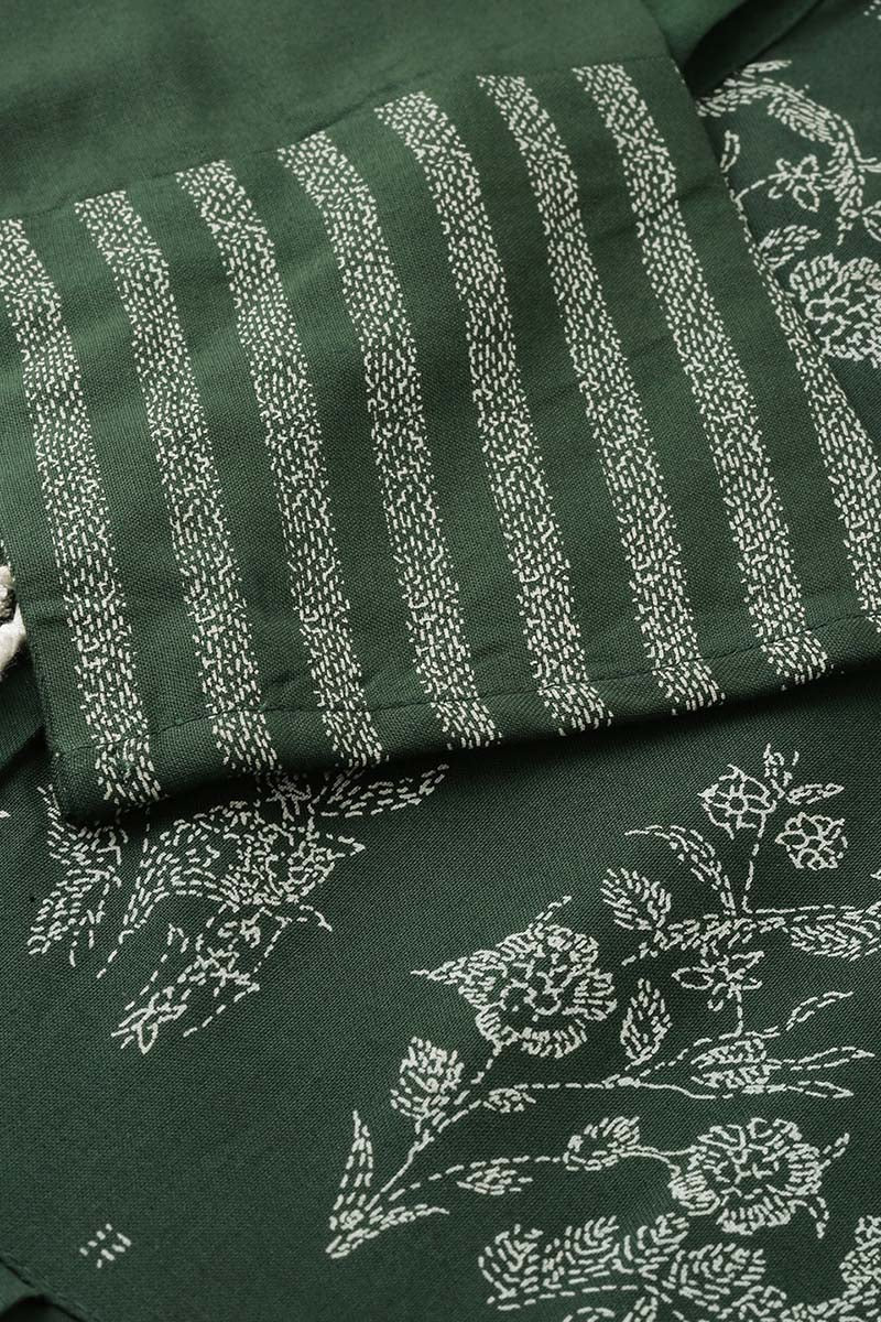 AHIKA Women Olive Green Floral Printed Kurta