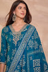 Blue Silk Blend Floral Printed Straight Regular Kurta Set PKSKD3226
