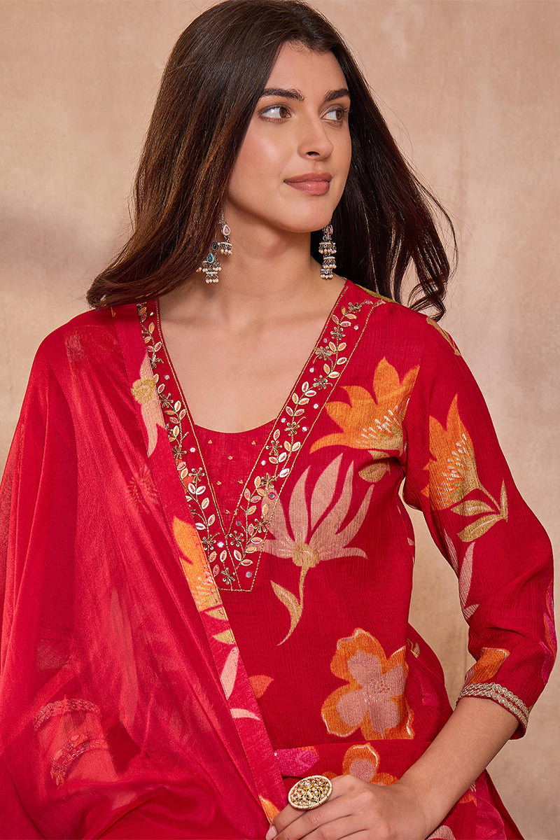 Ahika Womens Pink Viscose Floral Printed Kurta Set PKSKD3162