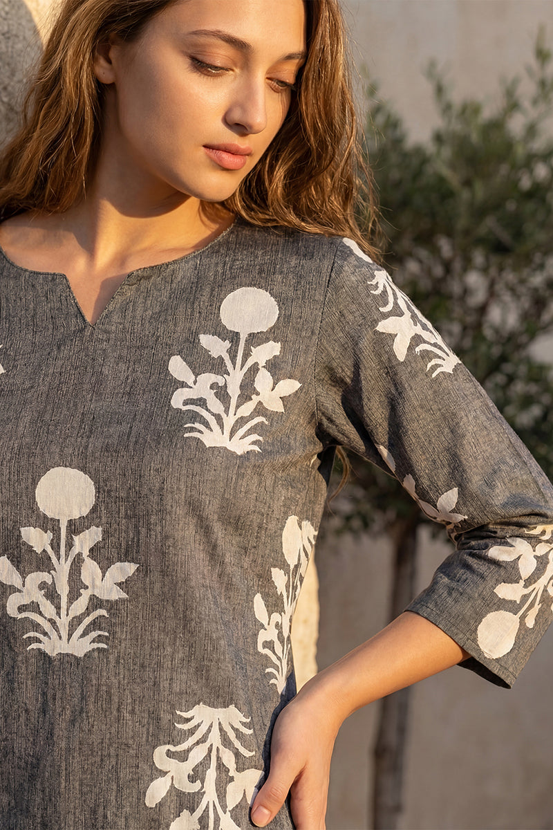 Grey Cotton Ethnic Motifs Night Suit VNWK1047