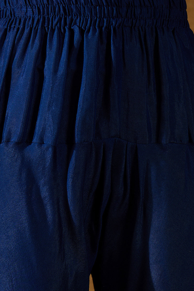 Blue Silk Blend Solid Embroidered Anarkali Kurta Bottom and Dupatta PKSKD3020