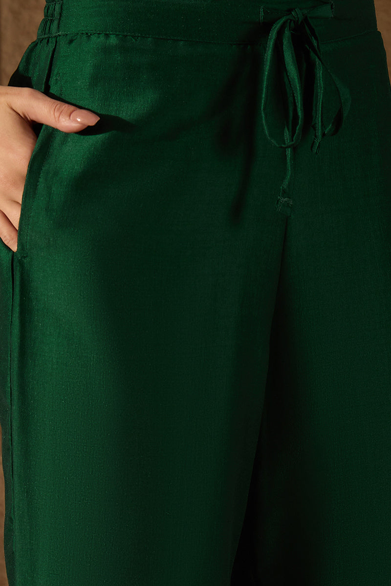 Green Silk Blend Embroidered Kurta Pant With Dupatta VKSKD1758