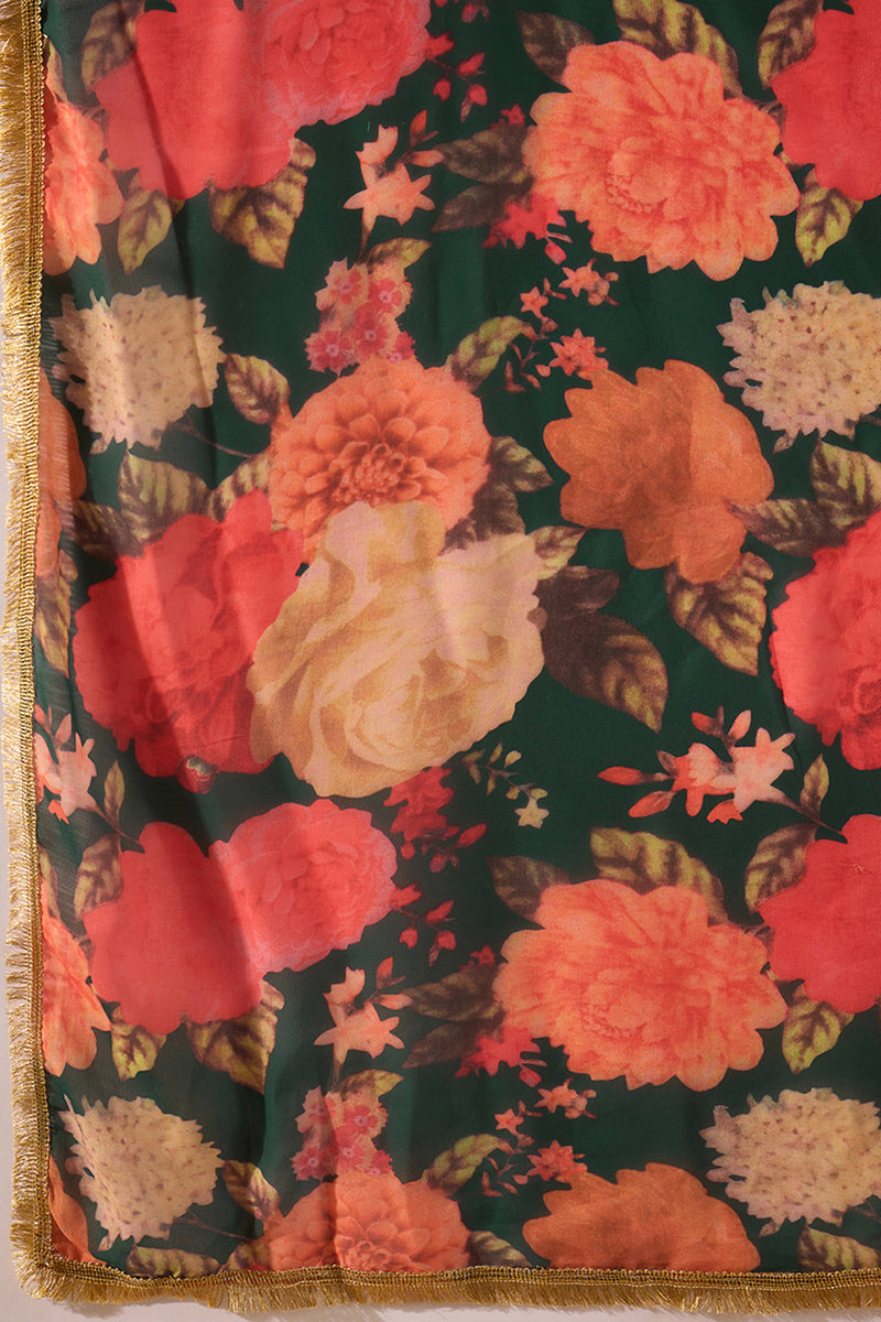 Green Silk Blend Embroidered Kurta Pant With Dupatta VKSKD1758