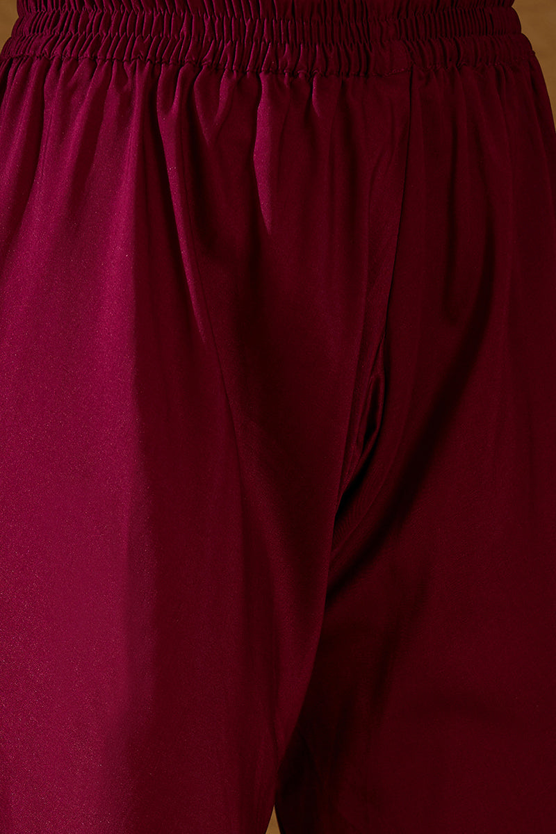 Magenta Silk Blend Woven Design Anarkali Suit Set PKSKD2066