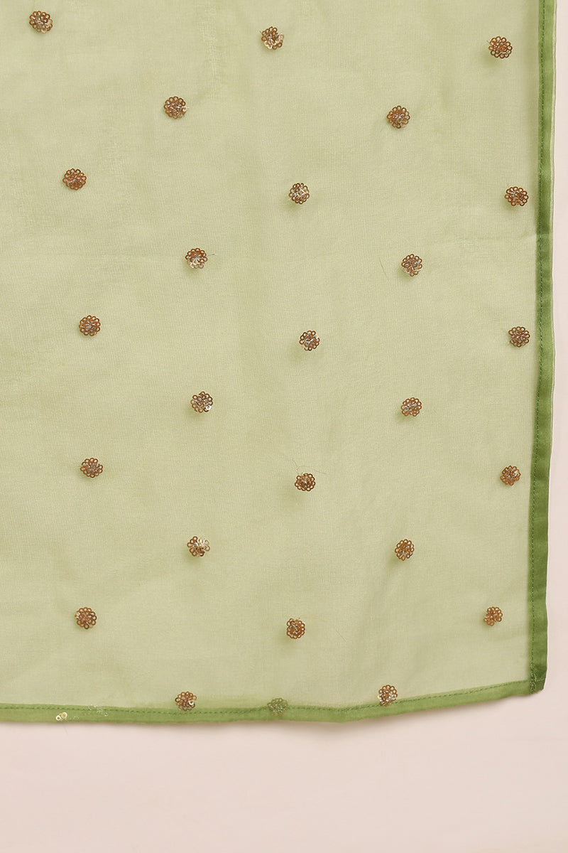 Green Poly Silk Solid Yoke Design Kurta Trousers With Dupatta PKSKD1589