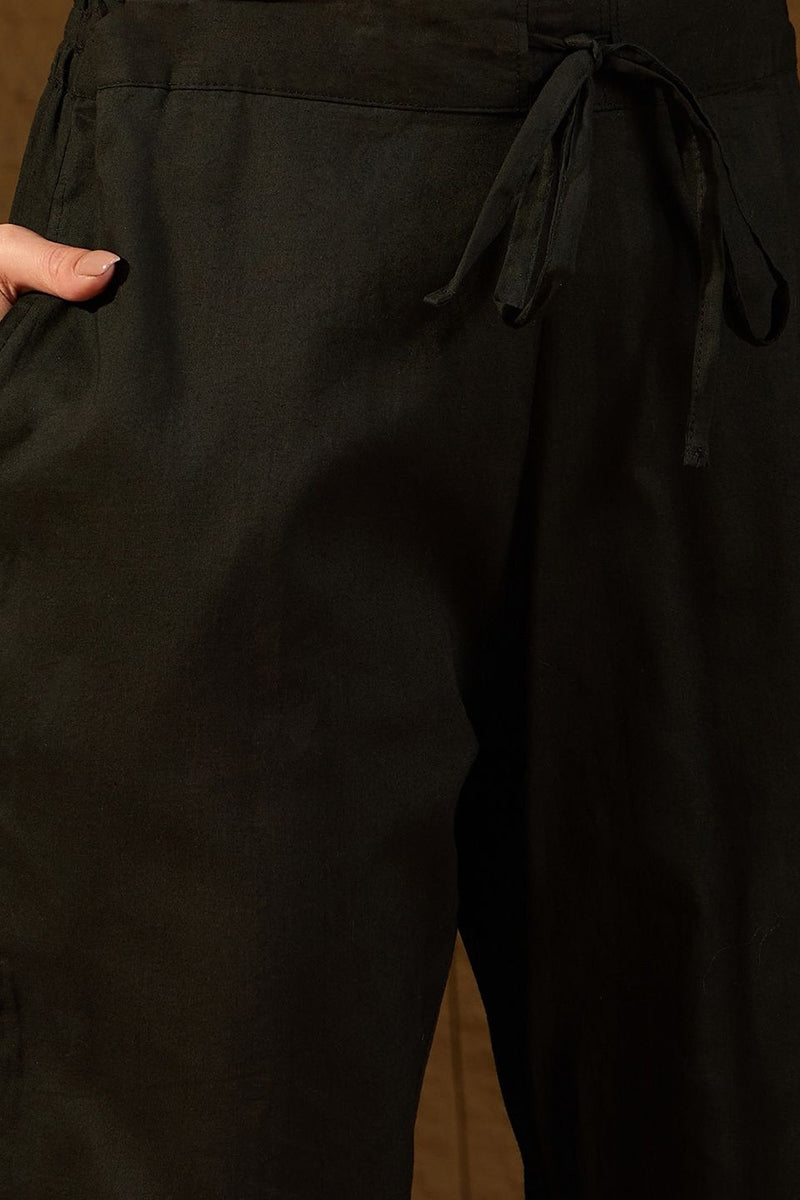 Black Poly Chanderi Solid Embroidered Straight Kurta Bottom and Dupatta PKSKD2900