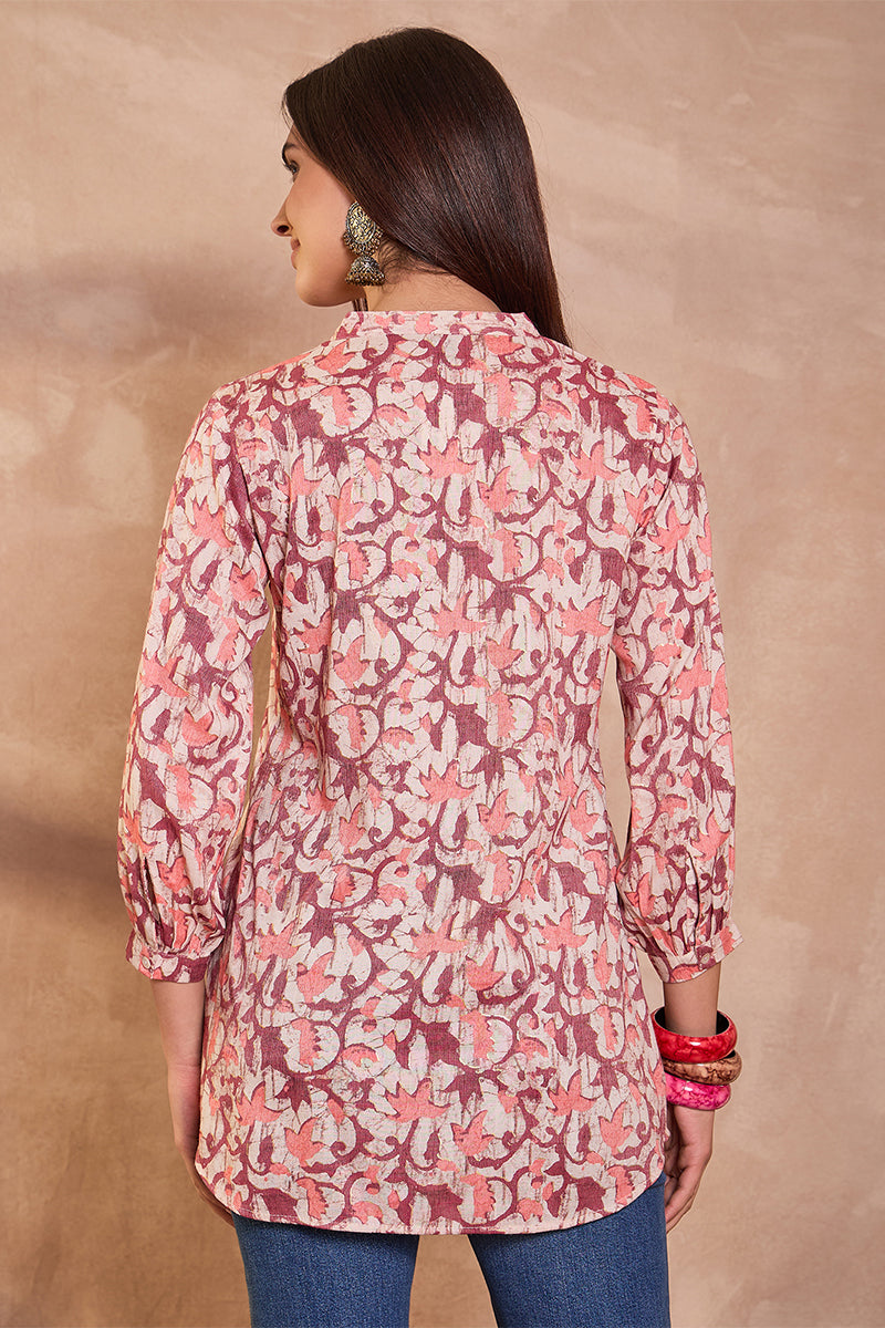 Cream Cotton Blend Floral Printed Top VT1434