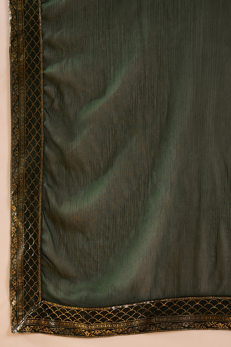 Green Silk Blend Woven Design Anarkali Suit Set PKSKD2051